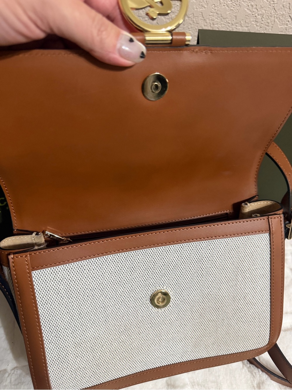 Longchamp Box-Trot Canvas Mini Shoulder/Crossbody HandBag in Cognac - Picture 9 of 14